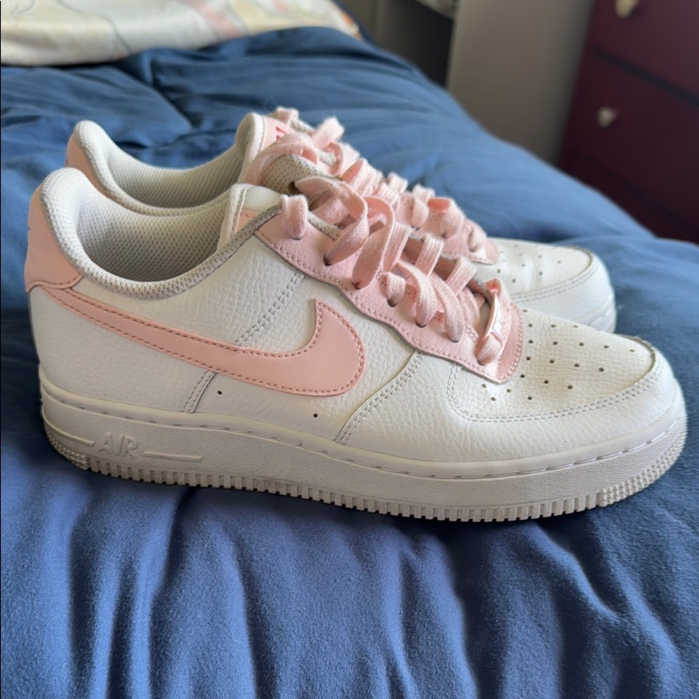 Nike Air Force 1 White and Pink Shoes